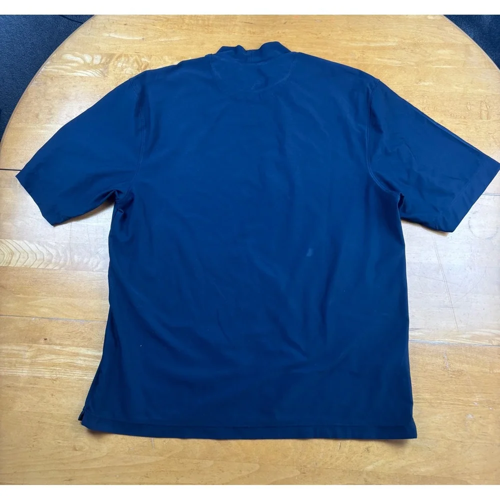 Nike Golf Mens Large Navy Blue Dri-FIT UV Mock Neck Short Sleeve Shirt Y2K